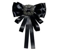 Chamvino Vintage striped rhinestone Bow Blouse Embellishment Neckline Women's blouse bow tie corsage accessories（multicolour）, Zinc, crystal