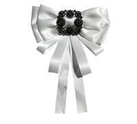 Chamvino Vintage striped rhinestone Bow Blouse Embellishment Neckline Women's blouse bow tie corsage accessories（multicolour）, Zinc, crystal