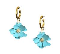 Chanaiqw Boho Metal Poppy Flower Dangle Earrings Matte Painted Bohemian Floral Drop Earrings for Women Tiered Petal Statement Jewelry, L, Metal, No Gemstone