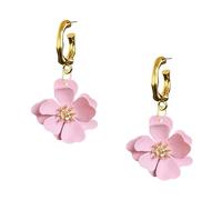 Chanaiqw Boho Metal Poppy Flower Dangle Earrings Matte Painted Bohemian Floral Drop Earrings for Women Tiered Petal Statement Jewelry, L, Metal, No Gemstone