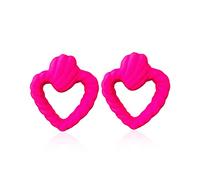 Chanaiqw Heart Hollow Out Stud Earrings for Women Romance Big Statement Earring Jewelry Idea Gifts for Mom Lover and Friends Candy Color, Resin, No Gemstone