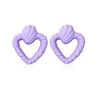 Chanaiqw Heart Hollow Out Stud Earrings for Women Romance Big Statement Earring Jewelry Idea Gifts for Mom Lover and Friends Candy Color, Resin, No Gemstone