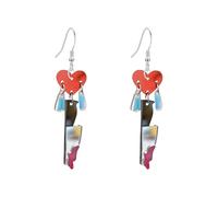 Chanaiqw Punk Heart Knife Earrings for Women Gothic Vintage Dagger Dropping Drop Dangle Earrings Halloween Jewelry, L, Metal, No Gemstone