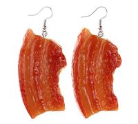 Chanaiqw Simulated Braised Pork Belly Earrings for Women Funky Meat Food Drop Dangle Earrings Party Jewelry, L, Resin, No Gemstone