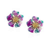 Chanaiqw Vintage Flower Stud Earrings Exaggerated Oversized Daisy Flower Earrings Statement Jewelry for Women, Resin, No Gemstone