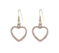 Chanaiqwb Crystal Rhinestones Love Heart Dangle Earrings Statement Wedding Drop Earrings for Women and Girls Bohemian Sparkly Jewelry Hoop Earring, Stainless Steel, crystal