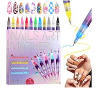 CHANCCI 12 Colors Nail Art Pens Set, DIY Quick Dry Graffiti Dotting Point Liner Pens, Upgrade Nail Art Pens for Gel Nails, 3D Nail Polish Pens for Painting, DIY Nails Art Drawing Tool（1 set）