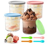 CHANCCI 4 Pcs Ice Cream Tubs for Ninja NC299 NC300,16 OZ Cream Tubs,Creamy Pints With 4 Scoops,Replacement Ice Creams Pints Series Ice Creams Maker,BPA-Free & Dishwasher Safe