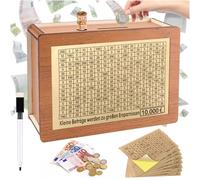 CHANCCI Wooden Savings Box with Counter, Portable Money Vault for Cash Piggy Banks, Coin Saver Bank For Adults & Children (£10,000)