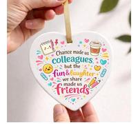 Chance Made Us Colleagues Friends Office Quote Ceramic Heart Birthday Gift Plaque Ornament Hanging Sign cr169