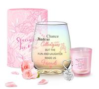 Chance Made Us Colleagues Stemless Wine Glass Personalised Leaving Gifts for Colleagues Women 16OZ Glass Cup BFF Present for Coworkers Going Away Employees Farewell Retirement Party Birthday Christmas