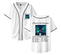Chance The Rapper and We Back Tour Baseball Jersey Shirt V-Neck Unisex Short Sleeve Streetwear Clothes (3XL,White)