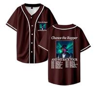 Chance The Rapper and We Back Tour Baseball Jersey Shirt V-Neck Unisex Short Sleeve Streetwear Clothes (4XL,Brown)