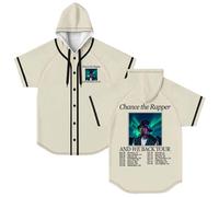 Chance The Rapper and We Back Tour Hooded Baseball Jersey Short Sleeve Shirt Unisex Crewneck Tee (4XL,Beige)