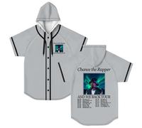 Chance The Rapper and We Back Tour Hooded Baseball Jersey Short Sleeve Shirt Unisex Crewneck Tee (XS,Grey)