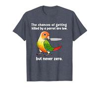 Chances of Getting Killed Parrot I Pineapple Conure T-Shirt, Men, Heather Blue, Medium