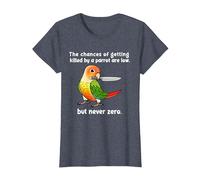 Chances of Getting Killed Parrot I Pineapple Conure T-Shirt, Women, Heather Blue, X-Small