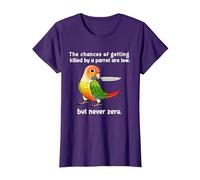 Chances of Getting Killed Parrot I Pineapple Conure T-Shirt, Women, Purple, Large