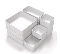 CHANCETSUI 11-Piece Stackable Drawer Organizer Set, Multi-size Desk Drawer Organizer Trays Vanity Storage Bins for Storing Makeup, Stationery, Utensils in Bathroom Dresser, Office and Kitchen