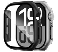 CHANCHY 2 Pack Hard Case Designed for Apple Watch Series 10 46mm [360° Shockproof] with 9H Tempered Glass Screen Protector, [Scratch-Resistant] Cover - Black/Silver