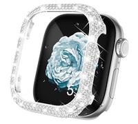 CHANCHY Metal Case Compatible with Apple Watch 41 mm, Shiny Protective Case with Crystal Rhinestones, Metal Bumper and Display Frame, for iWatch Series 9 8 7 41 mm, Silver