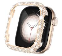 CHANCHY Women Metal Case Compatible with Apple Watch 46mm Without Protective Film, Bling Crystal Diamond Metal Cover Overall Protective Bumper Case for iWatch Series 11/10 46mm, Rose Gold