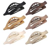 CHANDAT Flat Claw Clips, 6 pcs Lay Down Concord Hair Barrettes for Thick and Thin Hair, Hair Accessories for Women - Brown