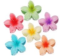CHANDAT Flower Hair Clips 6 PCS Hawaiian Claw Clips for Vacation Hibiscus Hair Claw Clips Cute Large Hair Clips for Thick and Thin Hair Plumeria Hair Accessories for Women Girls -Hawai