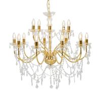 Chandelier 2-layer 15xE14 Bulbs Hanging Pendant Lighting White/Golden vidaXL