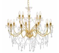 Chandelier 2-layer 15xE14 Bulbs Hanging Pendant Lighting White/Golden vidaXL