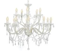 vidaXL Chandelier 2-layer White 15xE14 Bulbs Hanging Lamp Pendant Lighting