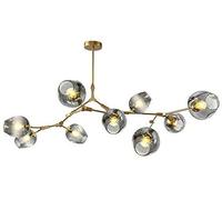 Chandelier 200cm Chandelier,Matte Black Metal Globe Chandelier,Nordic Ceiling Light,9-Lights Mid Century Pendant Light Adjustable Height Gradient Soot Golden Home Decor Lamp