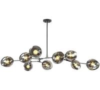 Chandelier 200cm Chandelier,Matte Black Metal Globe Chandelier,Nordic Ceiling Light,9-Lights Mid Century Pendant Light Adjustable Height Blue Golden Home Decor Lamp(Soot,Black)