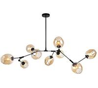 Chandelier 200cm Chandelier,Matte Black Metal Globe Chandelier,Nordic Ceiling Light,9-Lights Mid Century Pendant Light Adjustable Height Blue Golden Home Decor Lamp(Black,Black)