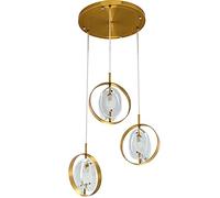 Chandelier, 3-Lights Pendant Lighting for Kitchen Island Creative Personality Oval LED Chandelier Wrought Iron Glass Structure Hanging lamp Adjustable Kitchen Light fixtures (Golden)
