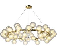 Chandelier 45 Lights Round Pendant Light with Crystal Globe Shade Modern Brass Ceiling Lighting, Luxury