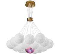 Chandelier 7 Milk White Round Cluster Bubble Chandelier 3D Printed Moon Planet Chandelier,Chandelier