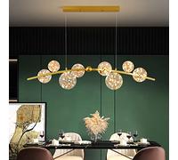 Chandelier 8-Light Glass Globe Pendant Light Linear Ceiling Hanging Lighting Metal Light Fixture for Living Room Kitchen Island Bedroom Dining Room Corridor,Hanging Light(Gold)