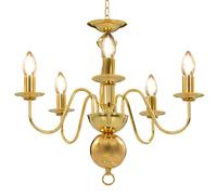 Chandelier Antique White Metal 50x45cm 5-Light Candle E14 Ceiling Lamp Elegant.