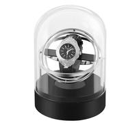 Chandelier Automatic Single Watch Winder for 1 Watch with Glass Cover Self-Winding Mechanical Watch Display Storage 4 Rotation Mode Settings Chrome Clasp and Control Turn Knobs (Color : Silver)