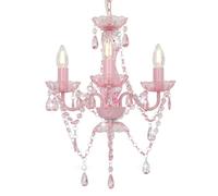 Chandelier Beaded Pink Acrylic & Metal 36 x 42 cm Round 3-Light E14 Elegant Mini