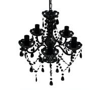 Chandelier Black Acrylic Crystal 38cm Dia x 45cm H Slim 5-Light E14 Ceiling Lamp