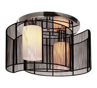 Chandelier Black/Cream Fabric Chrome 40x40x25cm Double Crescent Flush Mount 2pc
