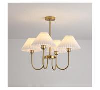 Chandelier Brushed Gold Semi Flush Mount Chandelier for with Pleated Fabric Shade Round Ceiling Hanging Lamp Large Pendant Light for Living Room Bedroom Kitchen Island (Color : 4 Lights) charitable