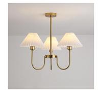 Chandelier Brushed Gold Semi Flush Mount Chandelier for with Pleated Fabric Shade Round Ceiling Hanging Lamp Large Pendant Light for Living Room Bedroom Kitchen Island (Color : 3 Lights) charitable