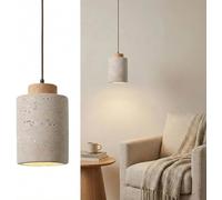 Chandelier Ceiling Light, Pendant Light with Natural Stone Cylinder Design for Kitchen Island & Dining Room, Nordic Style Hanging Light with Wood Accents