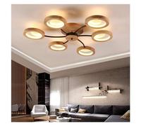 Chandelier Ceiling Light Solid Wood LED Dimmable Round Lampshades Ceiling Lamp for Chandelier Living Room Bedroom Study Room Ceiling Lighting for The Office with Remote Control Decoration,8 Head