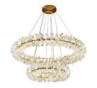 Chandelier, Chandelier Flower Crystal Chandelier Suspens Lamp Chandelier Compatible with Living Room Decorat 60 80 100Cms Hanging Lamp,D80Cm X H18Cm-Cold White Lamp/D80Cm and D60Cm/War