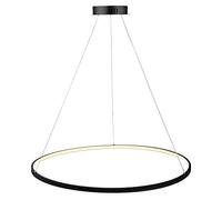 Chandelier Circle LED Pendant Light Metal Acrylic Suspended Chandelier Adjustable Island Hanging for Living Room Kitchen Bedroom,Black+Warm White-40cm 25W