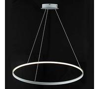 Chandelier Circle LED Pendant Light Metal Acrylic Suspended Chandelier Adjustable Island Hanging for Living Room Kitchen Bedroom,White+Warm White-40cm 25W